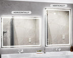 Koonmi 30x55 LED Bathroom Mirror, Backlit + Front Lit, LED Bathroom Mirror with Lights for Wall, 3 Colors, Anti-Fog, Dimmable Brightness, Tempered Glass