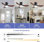 36 Inch Modern Ceiling Fans with Lights, Small Flush Mount Ceiling Fan with Light and Remote/APP Control, 3 Reversible 6 Speeds Curved Blades, 3 CCT Dimmable Lights for Bedroom, Brown