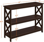 Yaheetech Console Table with 3 Storage Shelves, 3-Tier Entryway Table, Sofa Side Narrow Long Bookshelf for Hallway Living Room, Accent Furniture, Espresso