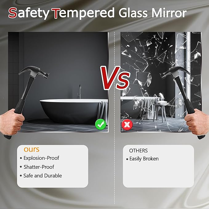 CULER Black Bathroom Wall Mirror,30 x 40 Inch Large Rectangle Vanity Modern Tempered Glass Mirror for Bedroom,Living Room,Entryway (30x40 Inch, Black)