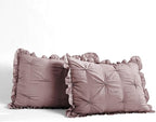 Lush Decor Ravello Pintuck Ruffle Skirt Bedspread Set - Luxe 3 Piece Ruffled Bedding Set - Traditional Glam & Farmhouse Inspired Bedroom Decor - King, Woodrose