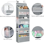 Univivi 4-Shelf Door Hanging Organizer Baby Door Storage Wall Mount Storage with 4 Large Pockets and 4 Side Mesh Pockets for Baby Stuff, Toiletries and Sundries