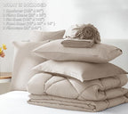 CozyLux King Size Comforter Set Linen - 7 Pieces Bed in a Bag King, Luxury Soft Bed Set for All Seasons, Bedding Set with Down Alternative Comforter, Sheets, Pillowcases & Shams