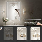 28x36 Inch LED Mirror for Bathroom,Brushed Sliver Metal Frame Lighted Vanity Mirror, Anti Fog Stepless Dimmable,Wall Mounted(Horizontal/Vertical)