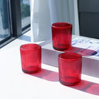 VOHO 24pcs Red Votive Candle Holders for Table Centerpiece, Ribbed Tealight Candle Holder for Christmas & Valentine's Day Decor, Vintage Glass Votive Holder for Gifts