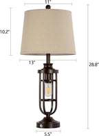 28.8" Farmhouse Table Lamps for Living Room Set of 2, 3-Way Dimmable Touch Lamps with USB Ports, Rustic Nightstand Lamps for Bedroom End Tables, Bulbs Included