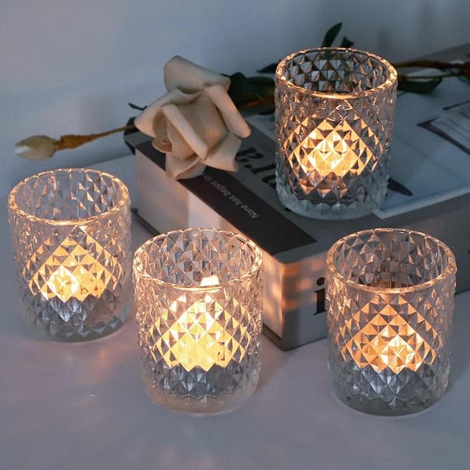 Woho 24pcs Clear Votive Candle Holders, Glass Tea Lights Candle Holder for Wedding Decor, Tealight Candle Holder for Gift Home Decoration