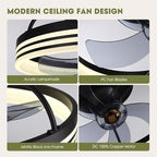 Ceiling Fans with Lights, 360° Rotating Ceiling Fan with Lights and Remote, 6 Wind Speeds Smart Low Profile Ceiling Fan for Bedroom, Kids Room and Living Room 20"