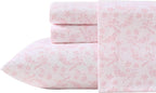Laura Ashley - Flannel Sheets Queen Size, Anti-Pilling & Wrinkle Resistant Cotton, Touchably Soft for All-Season Comfort - Bed Sheets with Matching Pillowcases & Fitted Sheet (Antoinette Pink)