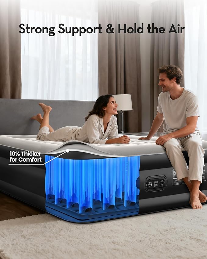 OhGeni 20" Twin Air Mattress with Built in Pump, Portable Blow up Mattress, 72Hr Leak-Proof Test Airbed for Guests & Home, Ideal for Single Person, Better to Get up, 300LBS
