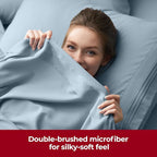 Mellanni Extra Deep Split King Sheets - 5 PC Iconic Collection Bedding - Hotel Luxury, Ultra Soft, Cooling Bed Sheets - Wrinkle, Fade, Stain Resistant (Split King, Spa Blue)