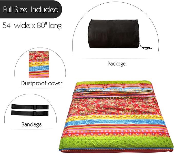 MAXYOYO Full Size Futon Floor Mattress Shikibuton Sleeping Mats for Adults, Floor Futon with High-Density Foam, Portable Mattress for Living Room, Guest Room, Bohemian C