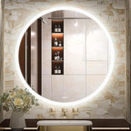 Wall-Mounted LED Round Bathroom Mirror, Makeup Mirror (36inches x36 inches,) 3 Color Stepless Dimmable Memory Bathroom Vanity Mirror with Lights CRI90+ 3000-6400K Smart Mirror with Touch