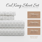 Linen Market Double-Brushed Patterned Microfiber California King Sheet Set 4 Piece – Oeko-TEX Certified Ultra Soft & Wrinkle-Free - 16" Deep Pocket Sheets Easy Care Cal-King Size - Honeycomb Gray