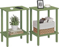 TUTOTAK End Table, Set of 2, Side Table, Nightstand, 2-Tier Storage Shelf, Sofa Table for Small Space, Living Room, Bed Room, Olive Green TB01BOG035