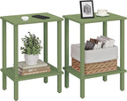 TUTOTAK End Table, Set of 2, Side Table, Nightstand, 2-Tier Storage Shelf, Sofa Table for Small Space, Living Room, Bed Room, Olive Green TB01BOG035