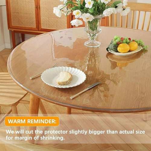 32 Inch Round Clear Table Protector Tablecloth Cover Desk Top Pad Mat for Glass Furniture Coffee Marble End Bed Sofa Side Bistro Bar Corner Night Stand Dinner Dining Room Table Thick Plastic PVC Vinyl