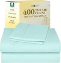 California Design Den Twin XL Sheet Sets - Soft 400 Thread Count Sateen, Natural 100% Cotton Sheets Set with Deep Pockets, Cooling and Durable Bedding - Seafoam