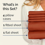 King 6 Piece Sheet Set - Comfy Breathable & Cooling - Ultra-Soft Hotel Luxury Bedding Set with 8-16 Inch Deep Pockets - 1 Flat & 1 Fitted Sheet & 4 Pillowcases - Wrinkle Free & Easy Care - Terracotta