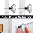 POZEAN Crystal Cabinet Knobs 30Pack, 1.57inch Dresser Knobs for Cabinet, Drawer with Two Different Sizes Screws, Diamond Glass Pulls Handles (40mm, 30Pack, Clear-Black)