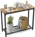 Ecoprsio Small Console Table Sofa Table with Mesh Shelves, 2 Tier Entryway Table Foyer Table for Entryway, Front Hall, Hallway, Sofa, Couch, Living Room, Bar, Kitchen, 32 Inch, Rustic Brown