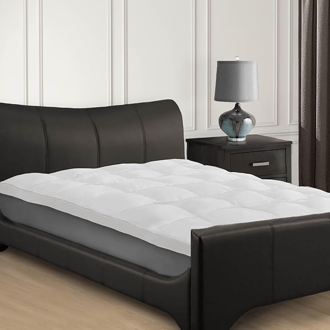 Superior Mattress Topper, Down Alternative, 2 Inch Deep Sized Bed Pillow Top, Comfort Pad, Fluffy Mattress-Topper Protector, Plush Cooling Extra Soft, Hotel Quality, Full, White