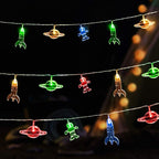 20 LED Children's Room LED String Light Astronaut Spaceship Rocket Pendants Holiday Party Lights Wall Window Nursery or Kids room Decor Wedding Around the Garden Party Patio Christmas (multicolour)