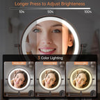 Rechargeable Wall Mounted Lighted Makeup Vanity Mirror 8 Inch Double Sided 1X 10X Magnifying Bathroom Mirror, 3 Color Lighting, Touch Dimming, Extended Arm 360 Rotation Light up Mirror Antique Bronze
