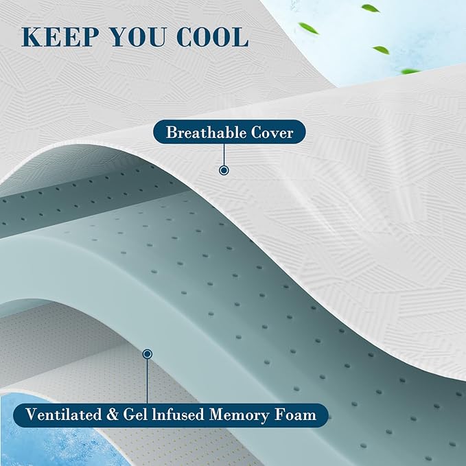 3 Inch King Size Memory Foam Mattress Topper, Cooling Gel Bed Topper with Removable Cover, Soft & Pain Relief & Breathable, CertiPUR-US & Oeko-Tex Certified
