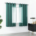 DUALIFE Hunter Green Sheer Curtains 63 Inch Length,Look Semi Sheer Curtain Drapes for Living Room Bedroom Loft Kitchen Bathroom Privacy Voile Window Treatment Panels,52 x 63 Inches,Set of 2