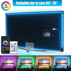 PANGTON VILLA Led Lights for TV LED Backlight,16.4FT RGB Smart LED Strip Lights for 65-75in TV, Bluetooth APP & Remote Control Music Sync & Multi-Scene Modes-USB Powered LED Lights for Bedroom/Gaming