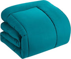 Sweet Home Collection 5 Piece Comforter Set Bag Solid Color All Season Soft Down Alternative Blanket & Luxurious Microfiber Bed Sheets, Teal, Twin (Pack of 4)