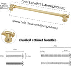 10 Pack 10 inch(254mm) Brushed Brass Kitchen Cabinet Handles Knurled Cabinet Pulls Gold Drawer Pulls Kitchen Cabinet Hardware Kitchen Handles Drawer Pulls Dresser Handles