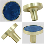 6 Pcs Gold Knobs for Dresser Drawers, Round Dresser Cabinet Knobs Pulls for Kitchen Cabinet Cupboard Door Furniture Decorative, Navy Blue