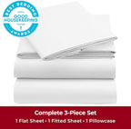 Mellanni Twin Sheets Set - 3 PC Iconic Collection Bedding - Hotel Luxury, Extra Soft, Cooling Bed Sheets - Wrinkle, Fade, Stain Resistant (Twin, Striped White)