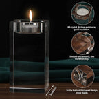 12 Pcs Crystal Tea Light Candle Holders Glass Votive Candle Stands Square Candlestick Holders for Wedding Dining Living Room Centerpiece Decorations, 1.57", 3.15", 3.94"