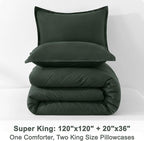 Litanika Forest Green Oversized King Comforters Super King Size, 3 Pieces Lightweight Solid Bedding Comforter Set, All Season Fluffy Bed Set (120x120In Comforter & 2 Pillowcases)