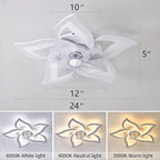 Flush Mount Ceiling Fan with Lights, 24" White ,Remote Control, 6 Speeds 3 Light Color Low Profile Ceiling Fan for Kitchen