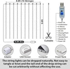 HXWEIYE 300LED Fairy Curtain Lights, 9.8x9.8Ft USB Plug-in 8 Modes Christmas String Hanging Lights with Remote for Bedroom Backdrop Wedding Party Indoor Wall Decor, Pink, Tangle-Free