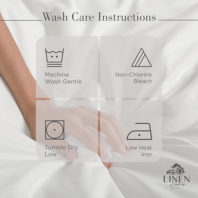 Linen Home 100% Cotton Percale Sheets California King Size, Dove Grey, Deep Pocket, 4 Pieces Set - 1 Flat, 1 Deep Pocket Fitted Sheet and 2 Pillowcases, Crisp Cool and Strong Bed Linen