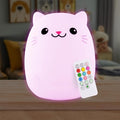 Lumipets Clive The Cat Squishy Silicone Night Light for Kids | Cute Night Light with Remote & Touch Control for Baby & Toddler Bedrooms | Color Changing Portable Animal Nightlight | Kids Mood Lamp