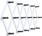 WEBI Accordion Wall Hanger,Expandable Wooden Coat Rack Wall Mounted,Accordion Hat Rack for Wall,Accordion Hook Rack for Hats,Caps,16 Peg Hooks,Black on White