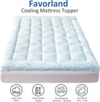 Favorland Mattress Topper Full Size - Cooling Extra Thick Breathable Viscose Made from Bamboo Mattress pad - Soft Quilted Fitted Mattress Cover with 900 GSM Down Alternative Fill (8-21”Deep Pocket)