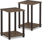 FURINNO Turn-N-Tube Haydn 2-Pack End Table, Walnut/Brown