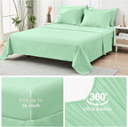 HYMOKEGE Mint Green Full Size Comforter Sets Seersucker 7 Pieces, All Season Luxury Bed in a Bag for Bedroom, Bedding Set with Comforter, Sheets, Pillowcases & Shams