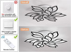 Garwarm LED Ceiling Light, Dimmable Modern Flower Shape Flush Mount Ceiling Lamp, 75W Acrylic Petals Ceiling Chandelier Lighting with Remote Control for Living Room Bedroom Dining Room (Black)