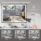 24"x 40" LED Bathroom Mirror with Black Frame, Stepless Dimmable, Anti-Fog, Shatter-Proof, Memory, 3 Colors, LED Vanity Mirror