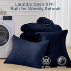 HEVUMYI Navy Blue Twin-XL Comforter Set - 5-Piece All Season Bed in a Bag Twin-XL, Ultra Soft Bedding Set with Comforter, Flat Sheet, Fitted Sheet, Pillowcases, Pillow Shams, Navy Blue