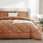 CozyLux King Size Comforter Sets Pumpkin - 7 Pieces Bed in a Bag King, Luxury Soft Bed Set for All Seasons, Bedding Set with Down Alternative Comforter, Sheets, Pillowcases & Shams