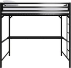 DHP Miles Metal Full Loft Bed with Desk, Black